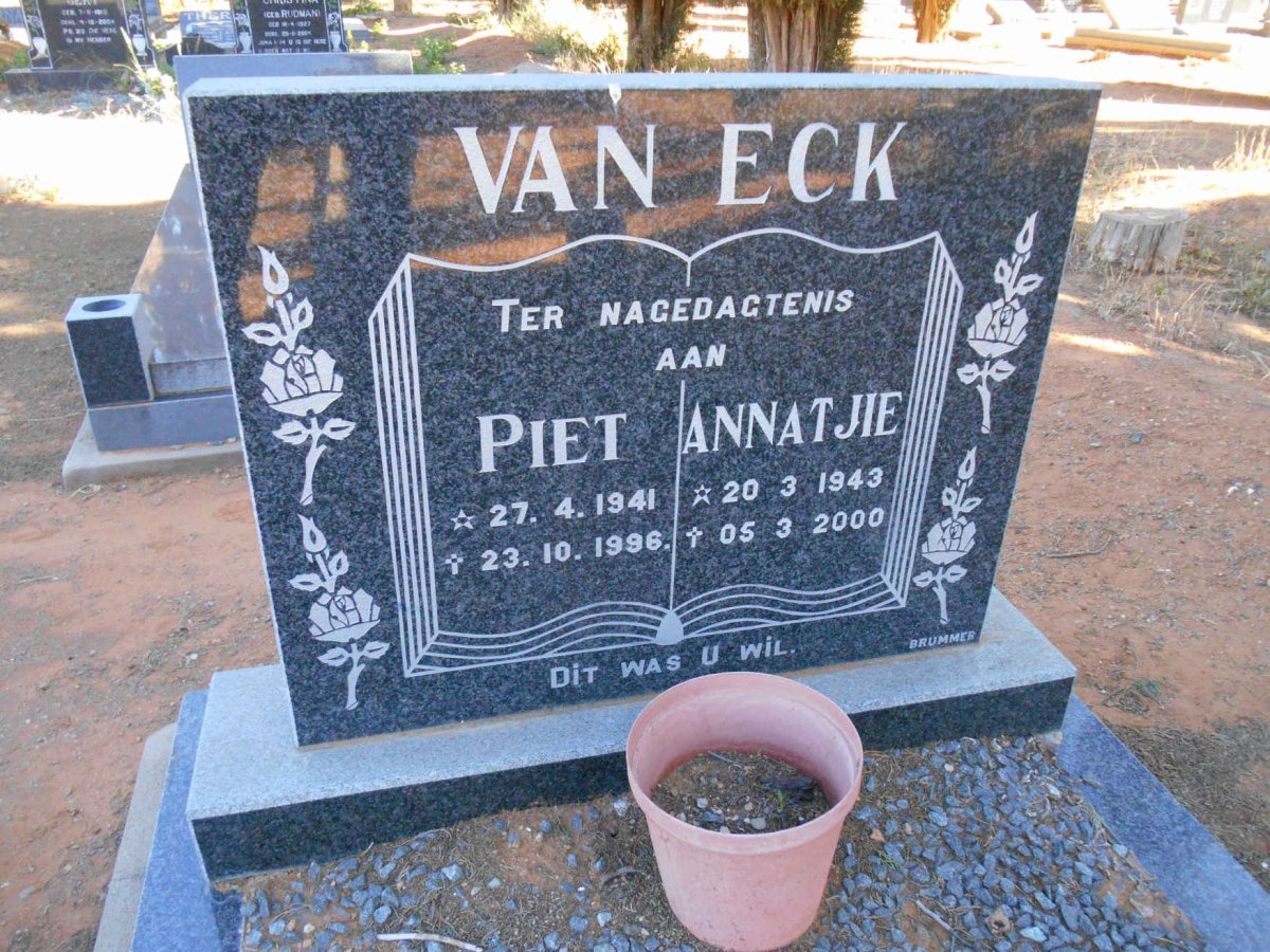 ECK Piet, van 1941-1996 &amp; Annatjie 1943-2000