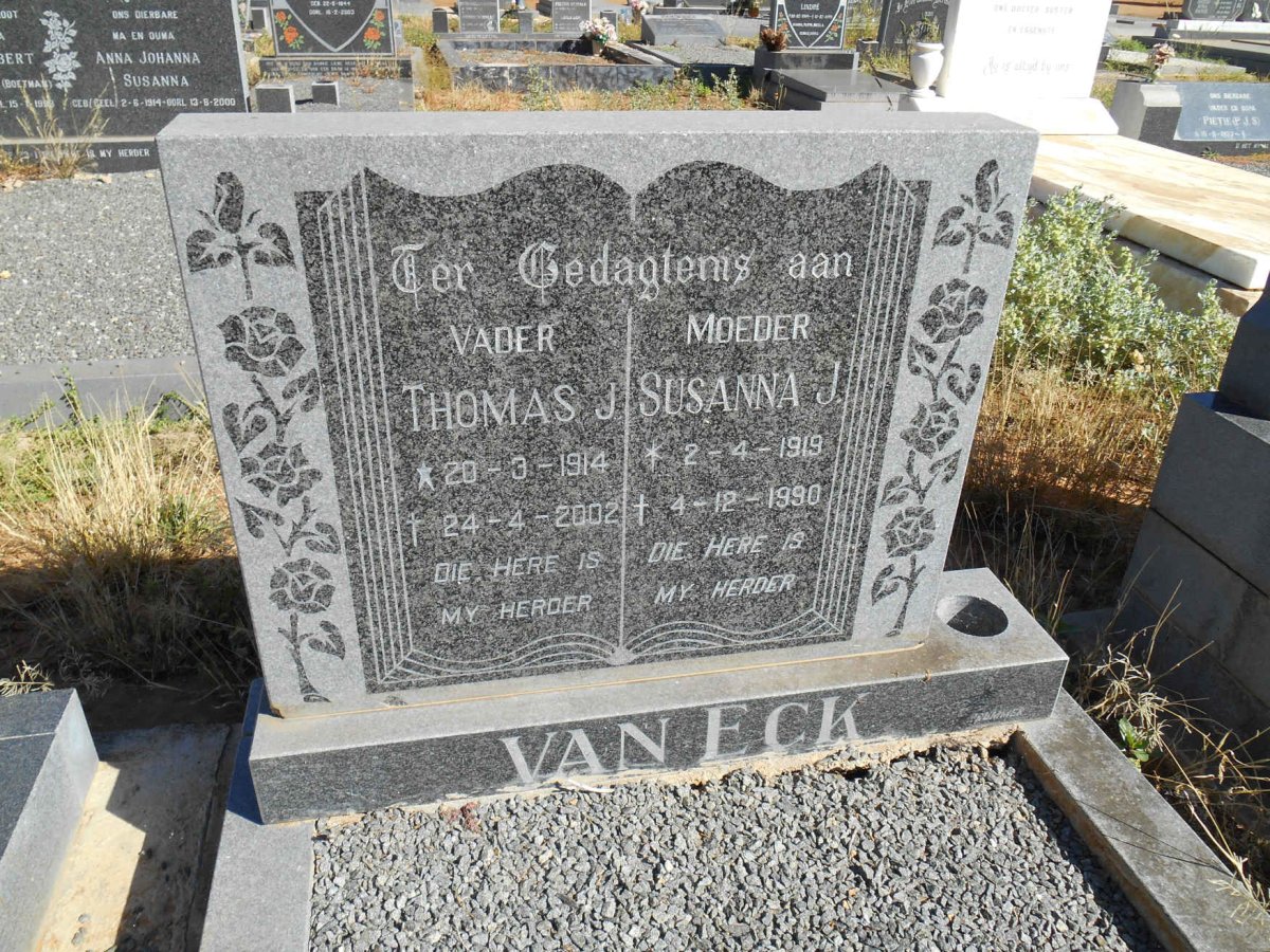 ECK Thomas J., van 1914-2002 &amp; Susanna J. 1919-1990