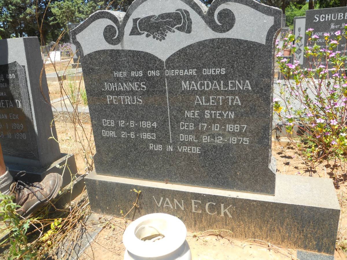 ECK Johannes Petrus, van 1884-1963 &amp; Magdalena Aletta STEYN 1887-1975