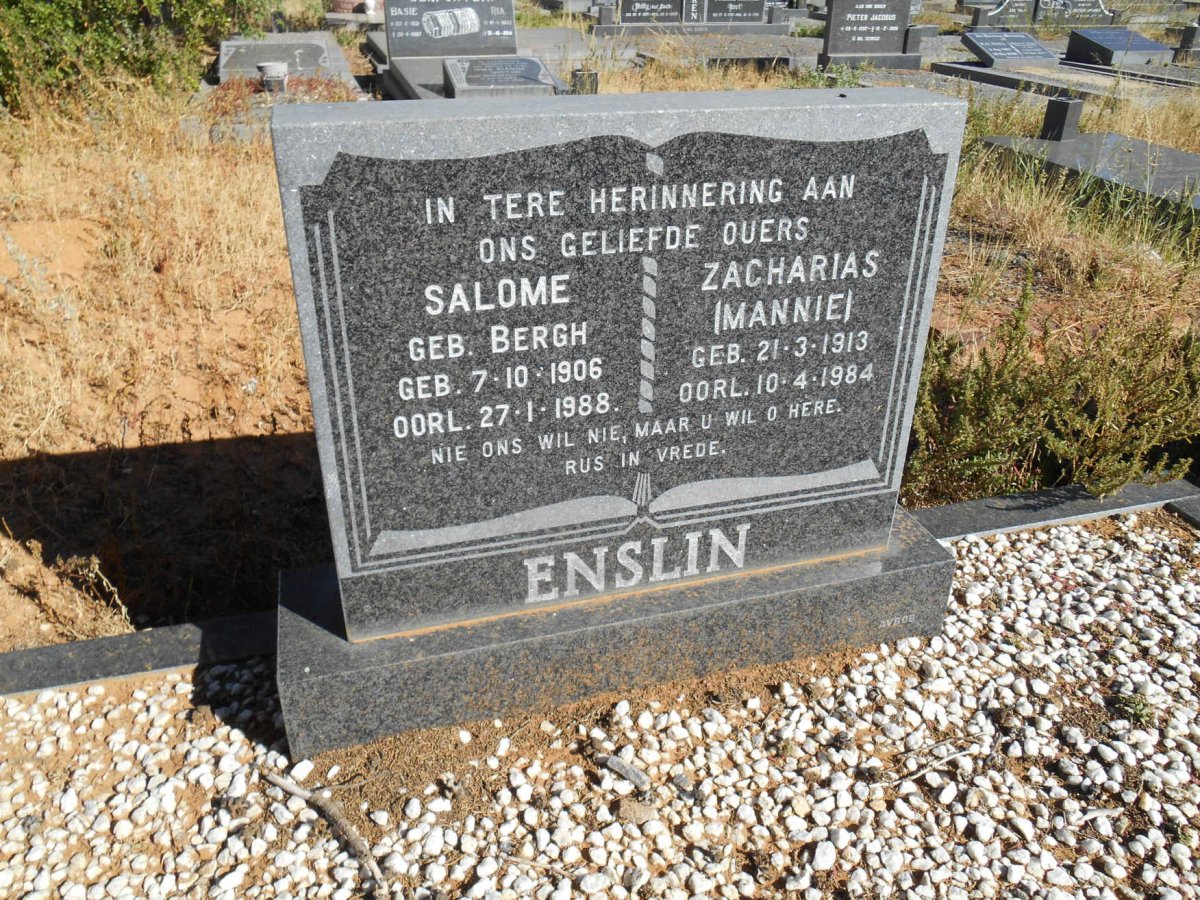 ENSLIN Zacharias 1913-1984 &amp; Salome BERGH 1906-1988