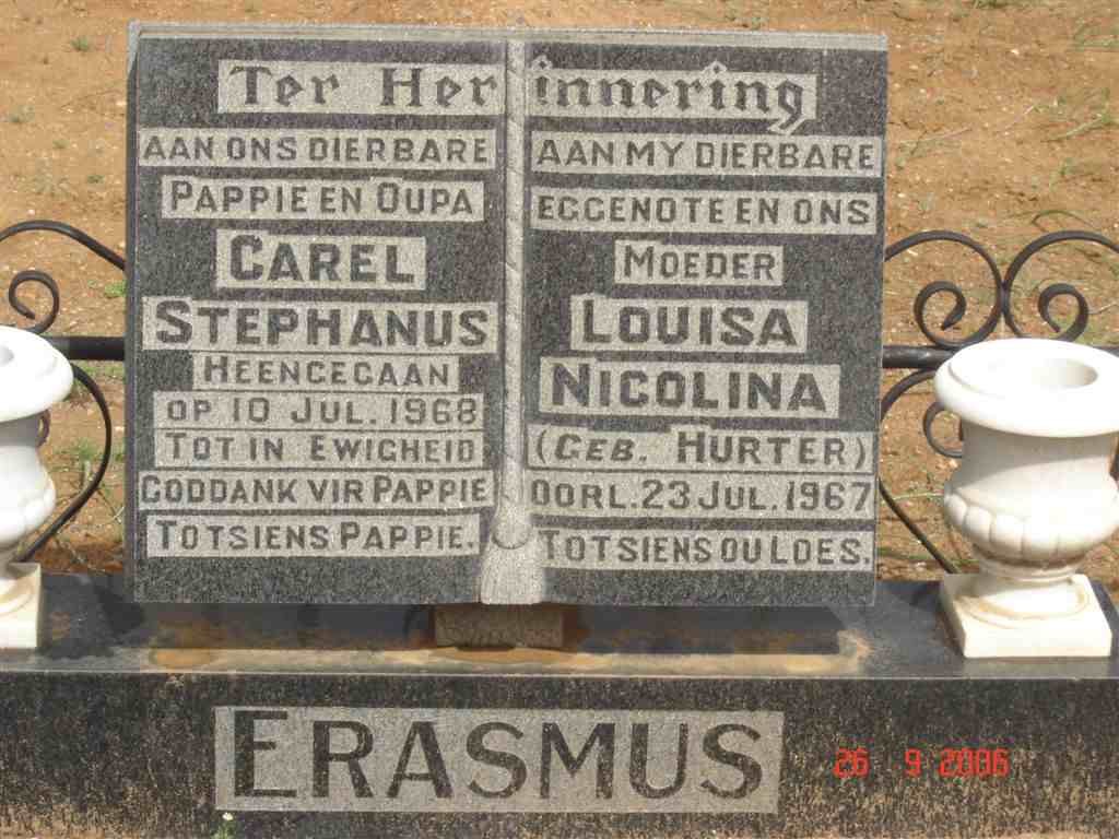 ERASMUS Carel Stephanus -1968 &amp; Louisa Nicolina HURTER -1967