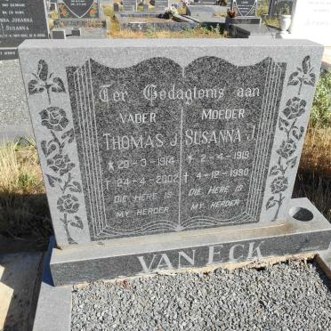 ECK Thomas J., van 1914-2002 &amp; Susanna J. 1919-1990