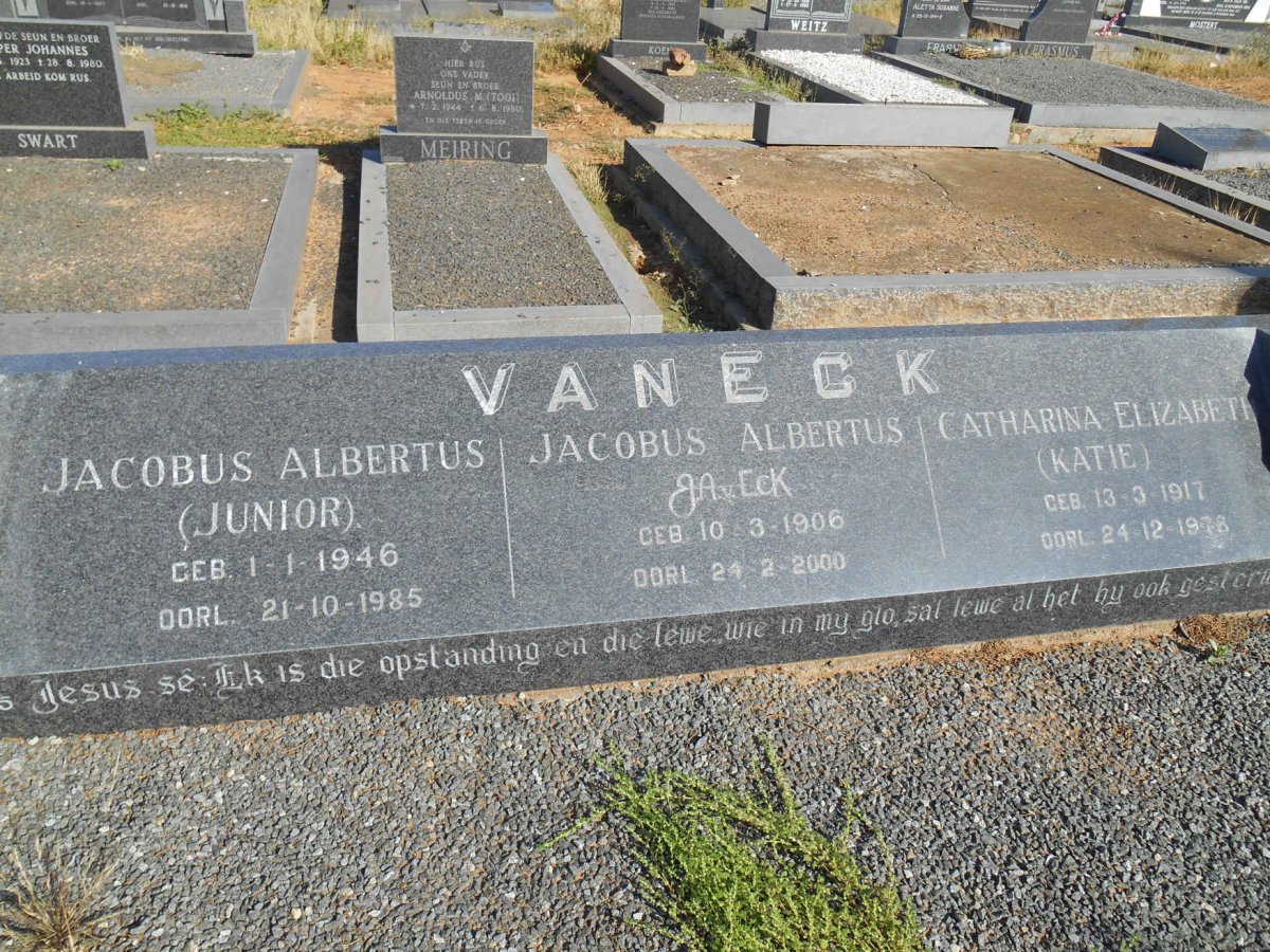 ECK Jacobus Albertus, van 1906-2000 &amp; Catharina Elizabeth 1917-1978 :: VAN ECK Jacobus Albertus 1946-1985