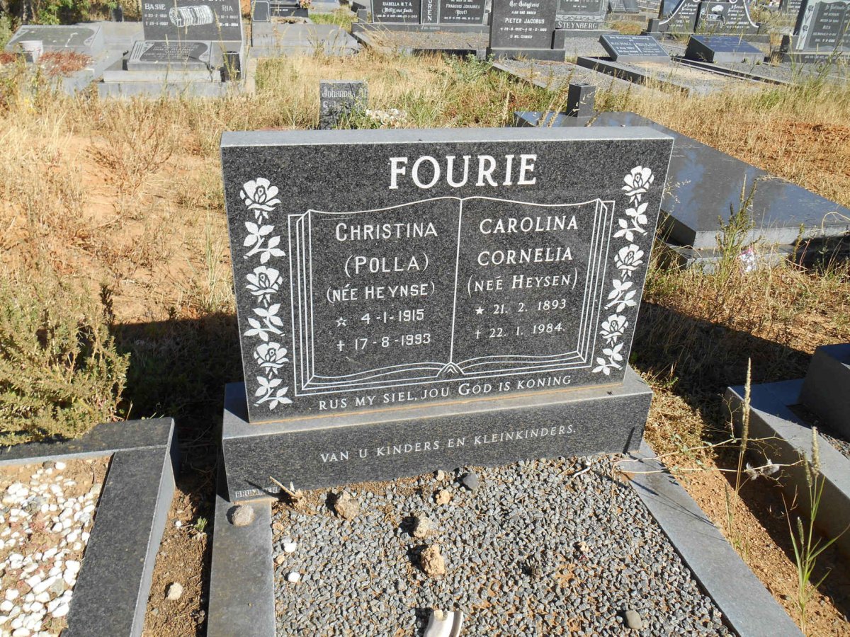 FOURIE Carolina Cornelia nee HEYSEN 1893-1984 :: FOURIE Christina nee HEYNSE 1915-1993