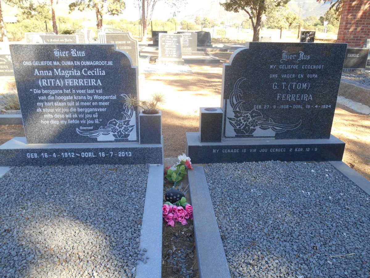 FERREIRA G.T. 1908-1984 &amp; Anna Magrita Cecilia 1912-2013