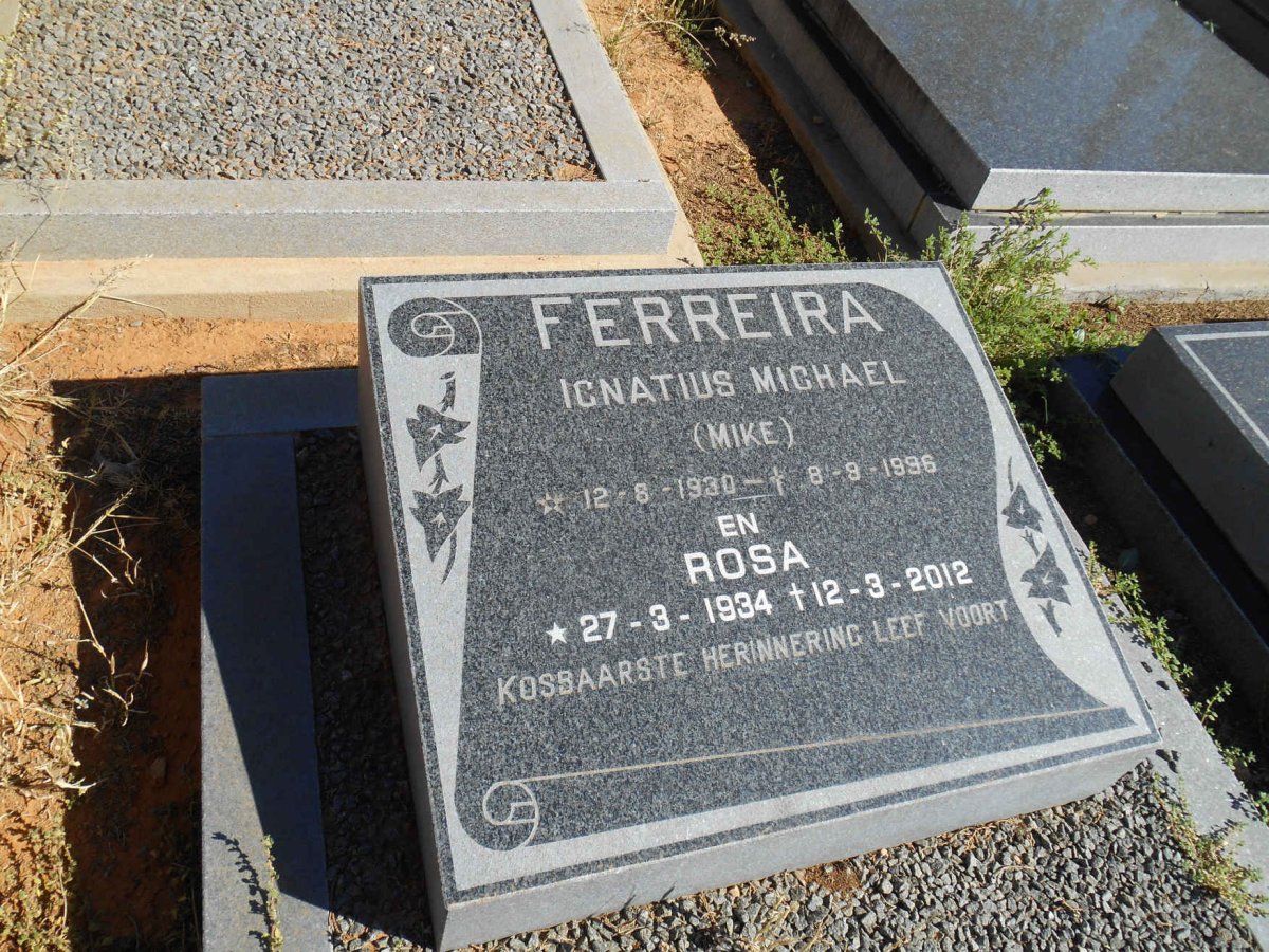 FERREIRA Ignatius Michael 1930-1996 &amp; Rosa 1934-2012