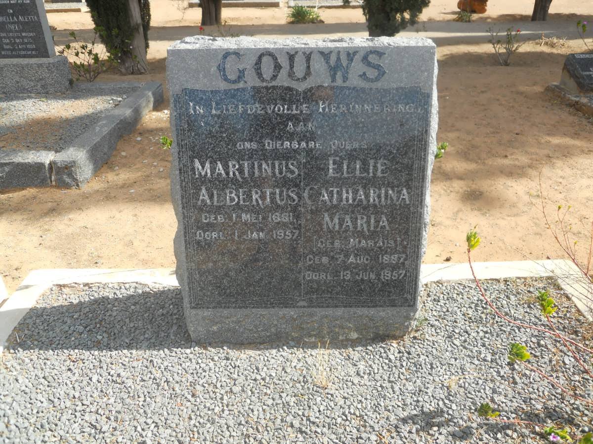 GOUWS Martinus Albertus 1881-1957 &amp; Ellie Catharina Maria MARAIS 1887-1957