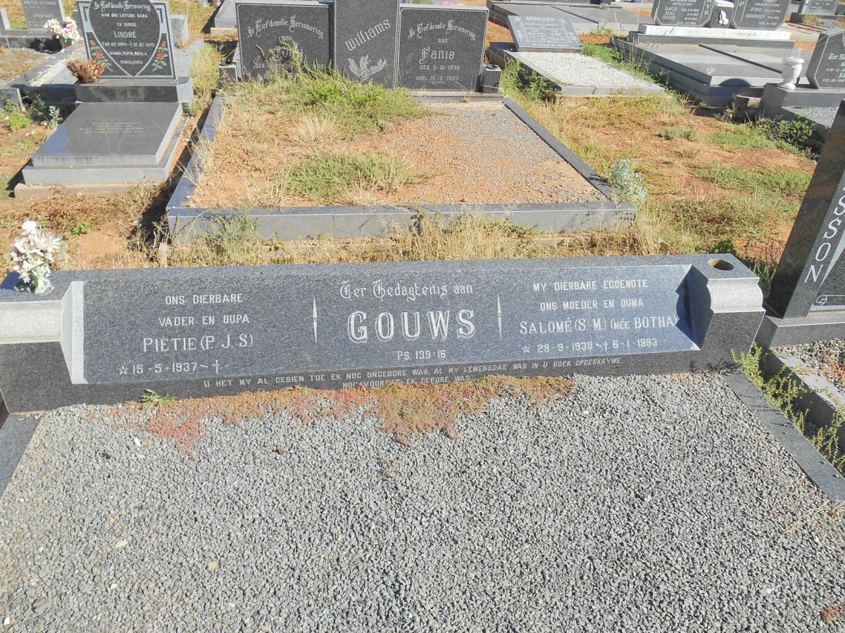 GOUWS P.J.S. 1937- &amp; S.M. BOTHA 1938-1993