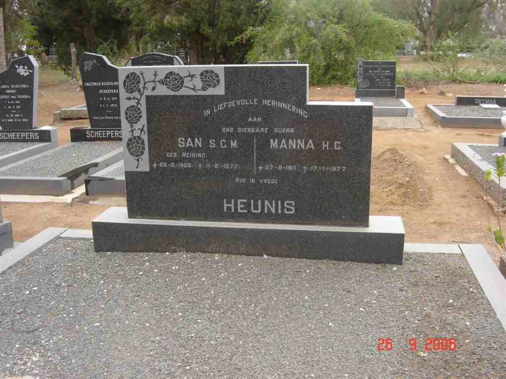HEUNIS H.C. 1911-1977 &amp; S.C.M. MEIRING 1909-1977