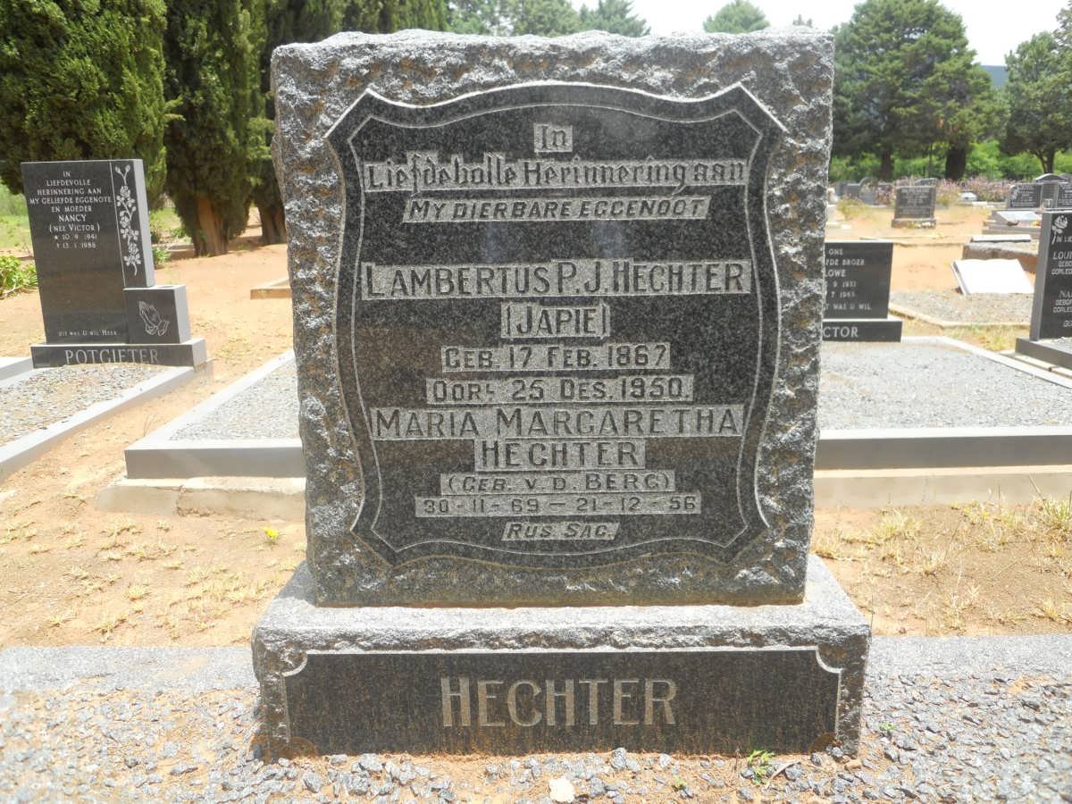 HECHTER Lambertus P.J. 1867-1950 &amp;  Maria Margaretha V.D. BERG 1869-1956