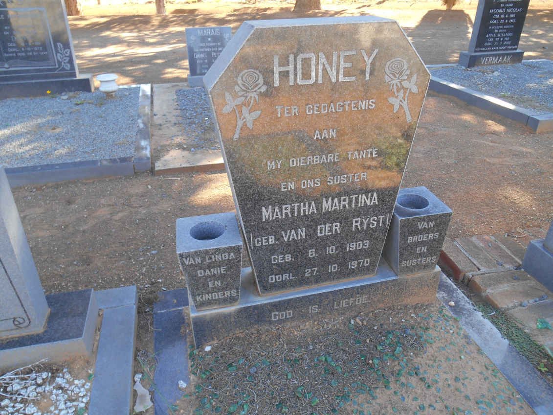 HONEY Martha Martina nee VAN DER RYST 1903-1970
