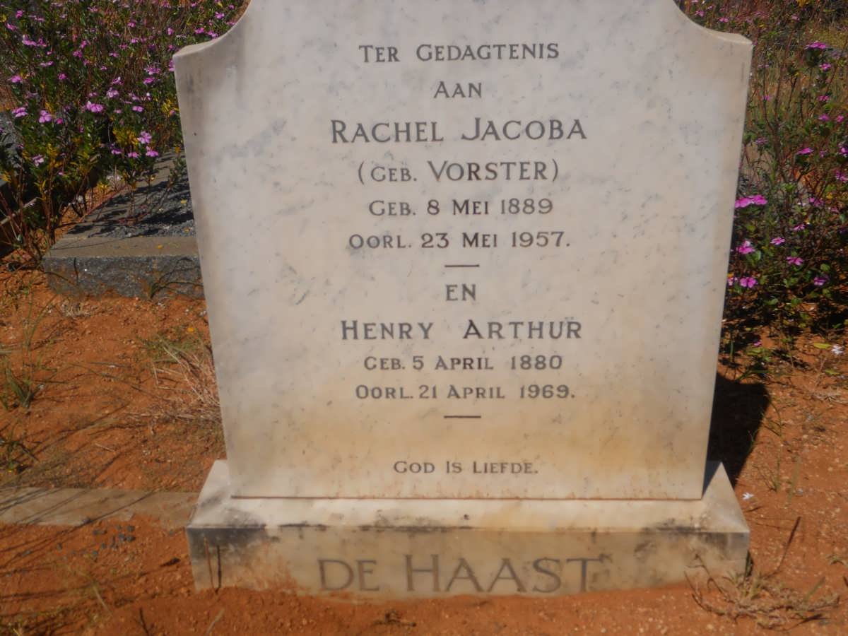 HAAST Henry Arthur, de 1880-1969 &amp; Rachel Jacoba VORSTER 1889-1957