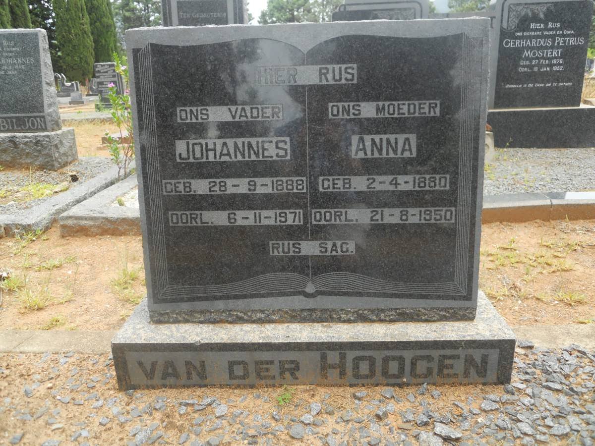HOOGEN Johannes, van der 1888-1971 &amp; Anna 1880-1950