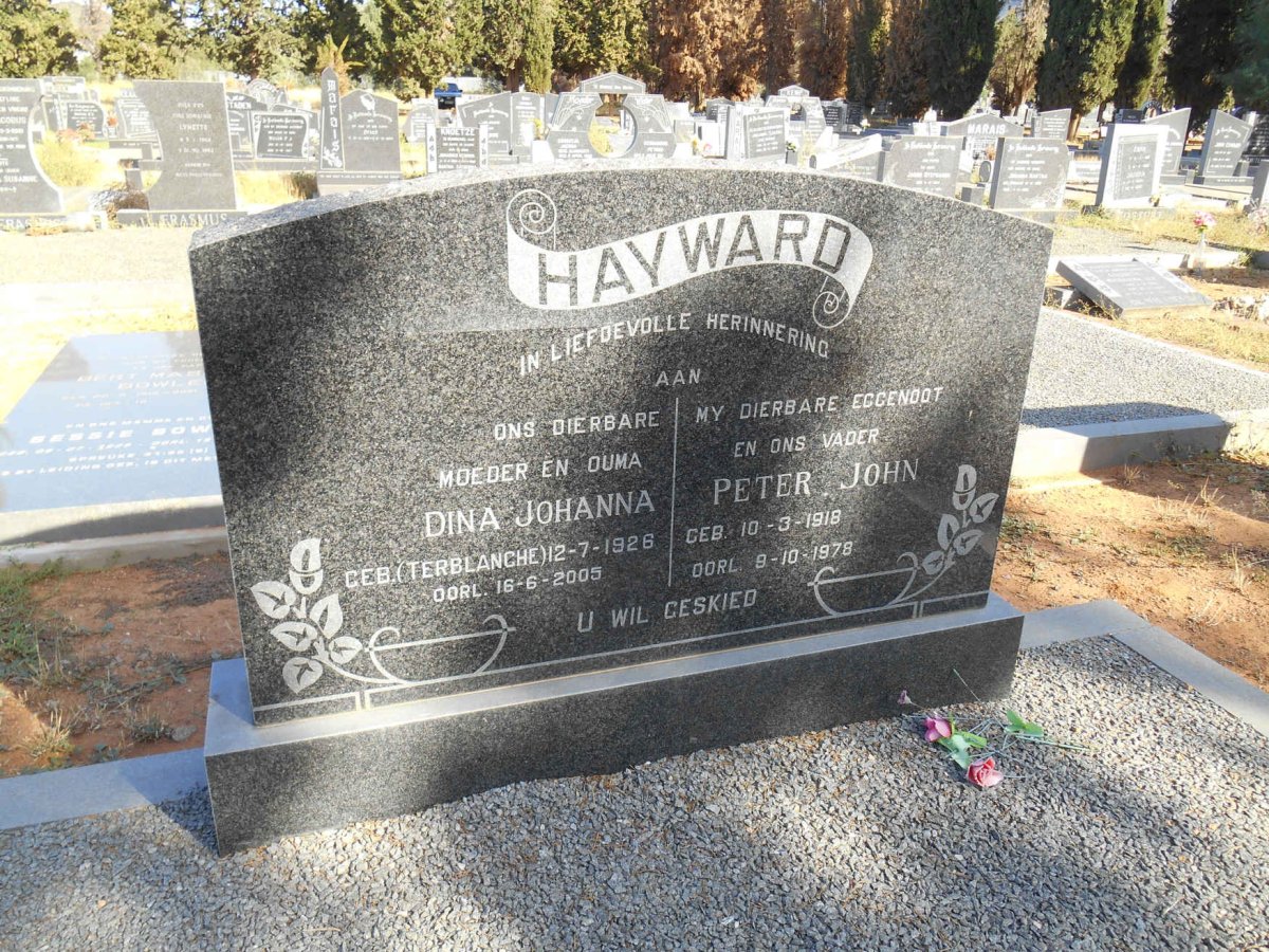 HAYWARD Peter John 1918-1978 &amp; Dina Johanna TERBLANCHE 1926-2005