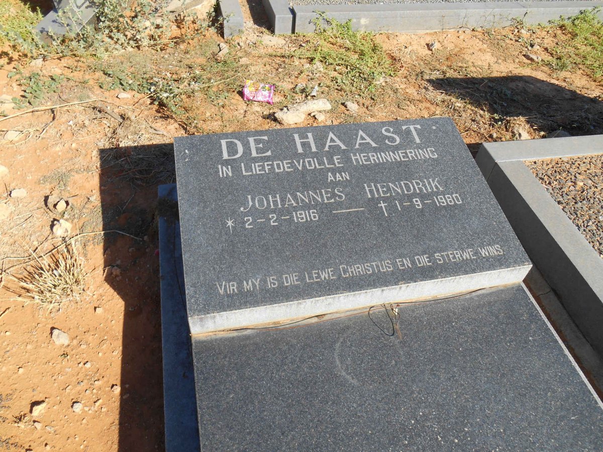 HAAST Johannes Hendrik, de 1916-1980