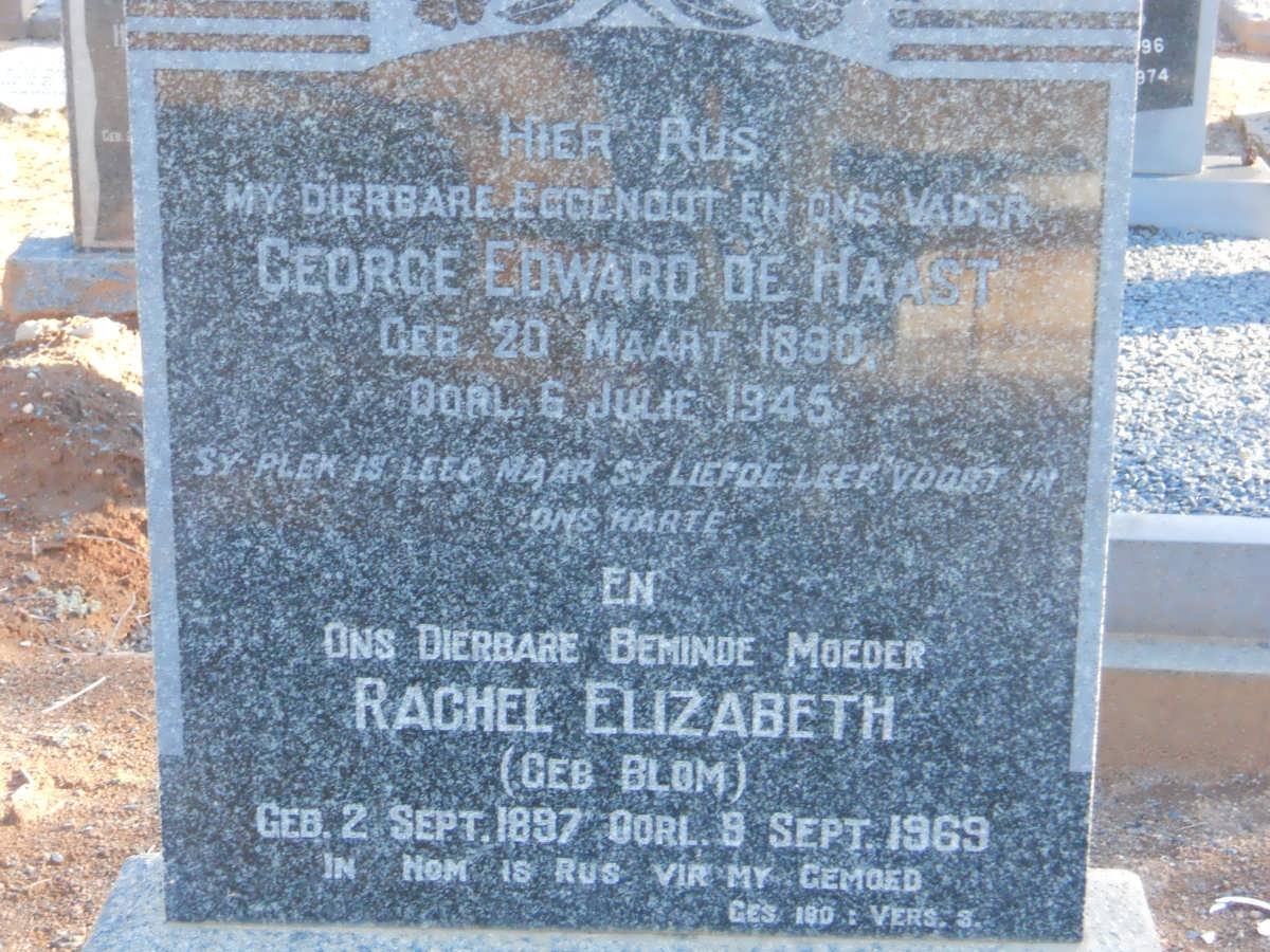 HAAST George Edward, de 1890-1945 &amp; Rachel Elizabeth BLOM 1897-1969