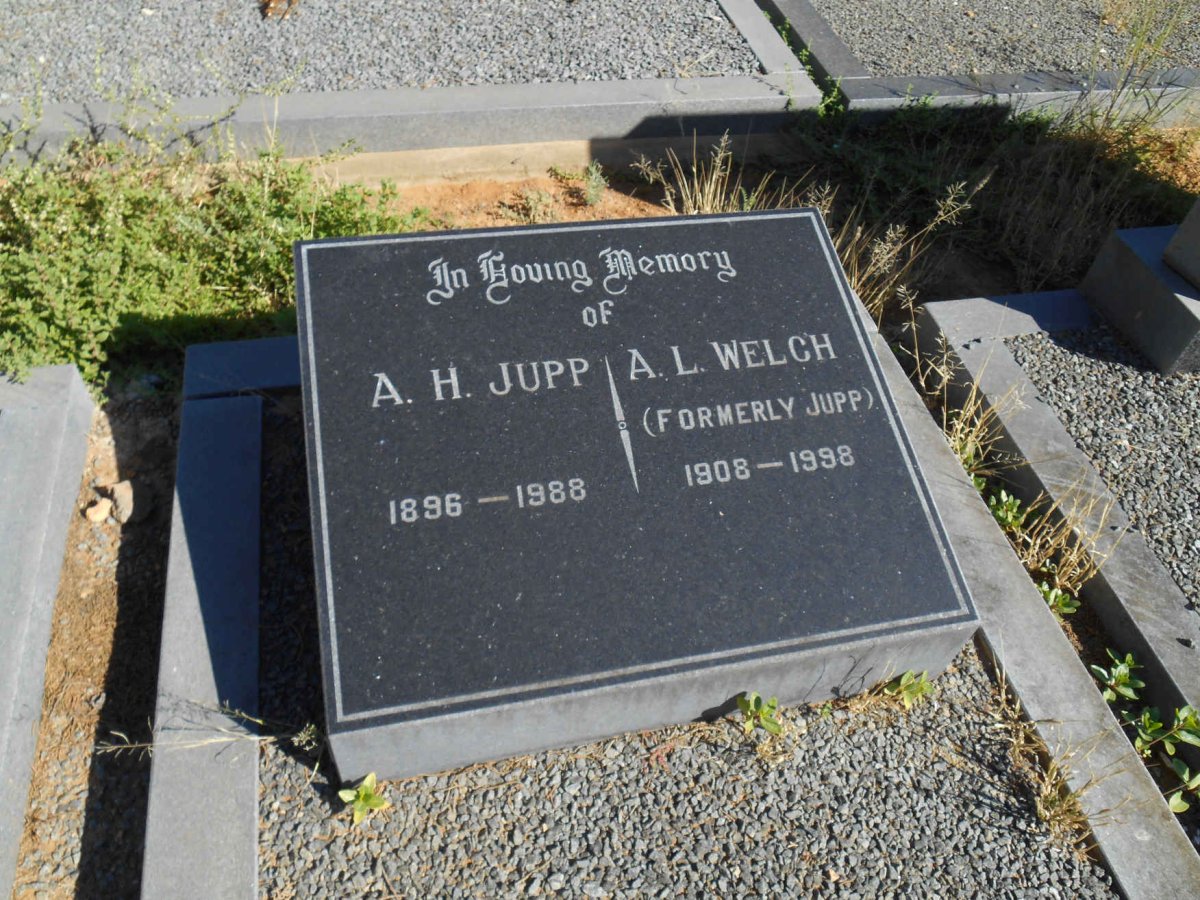 JUPP A.H. 1896-1988 :: WELCH A.L. formerly JUPP 1908-1998