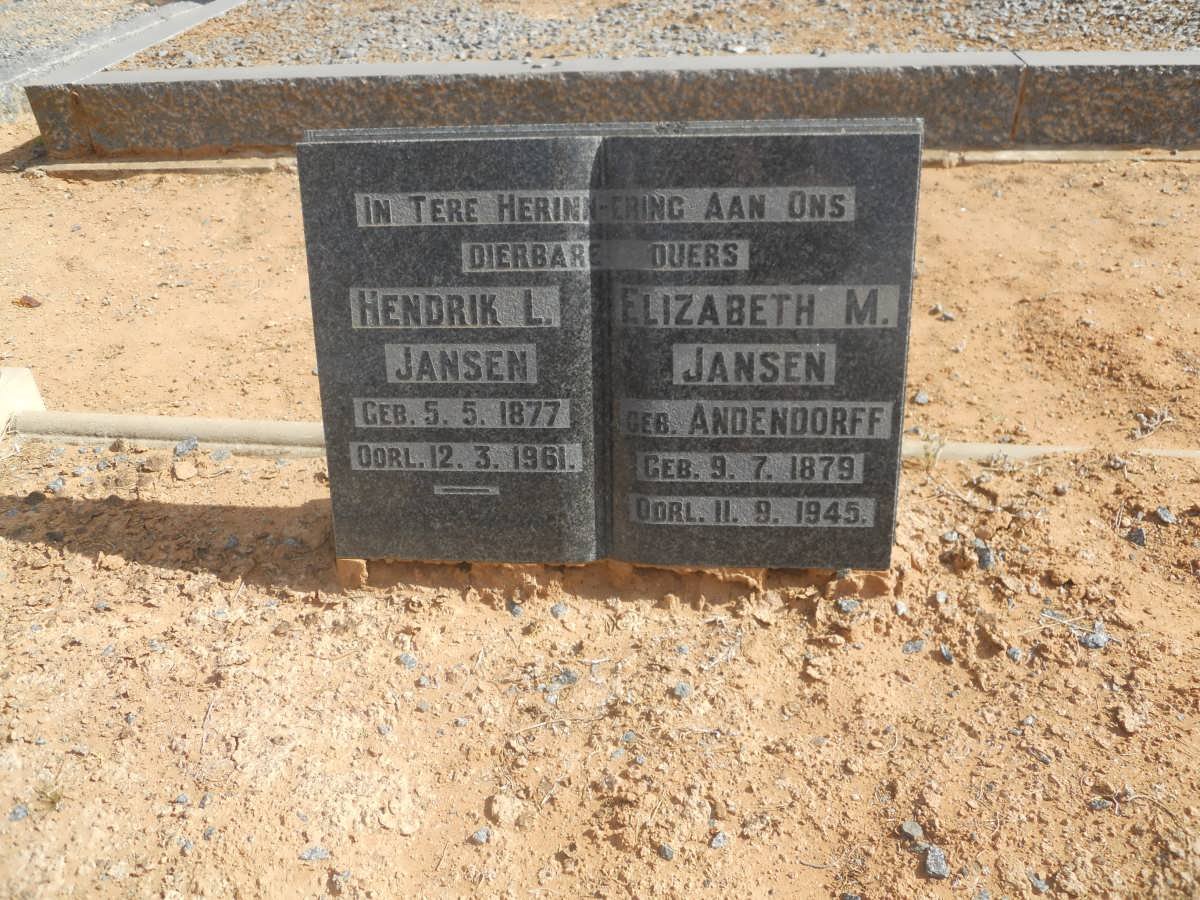 JANSEN Hendrik L. 1877-1961 &amp; Elizabeth M. ANDENDORFF 1879-1945