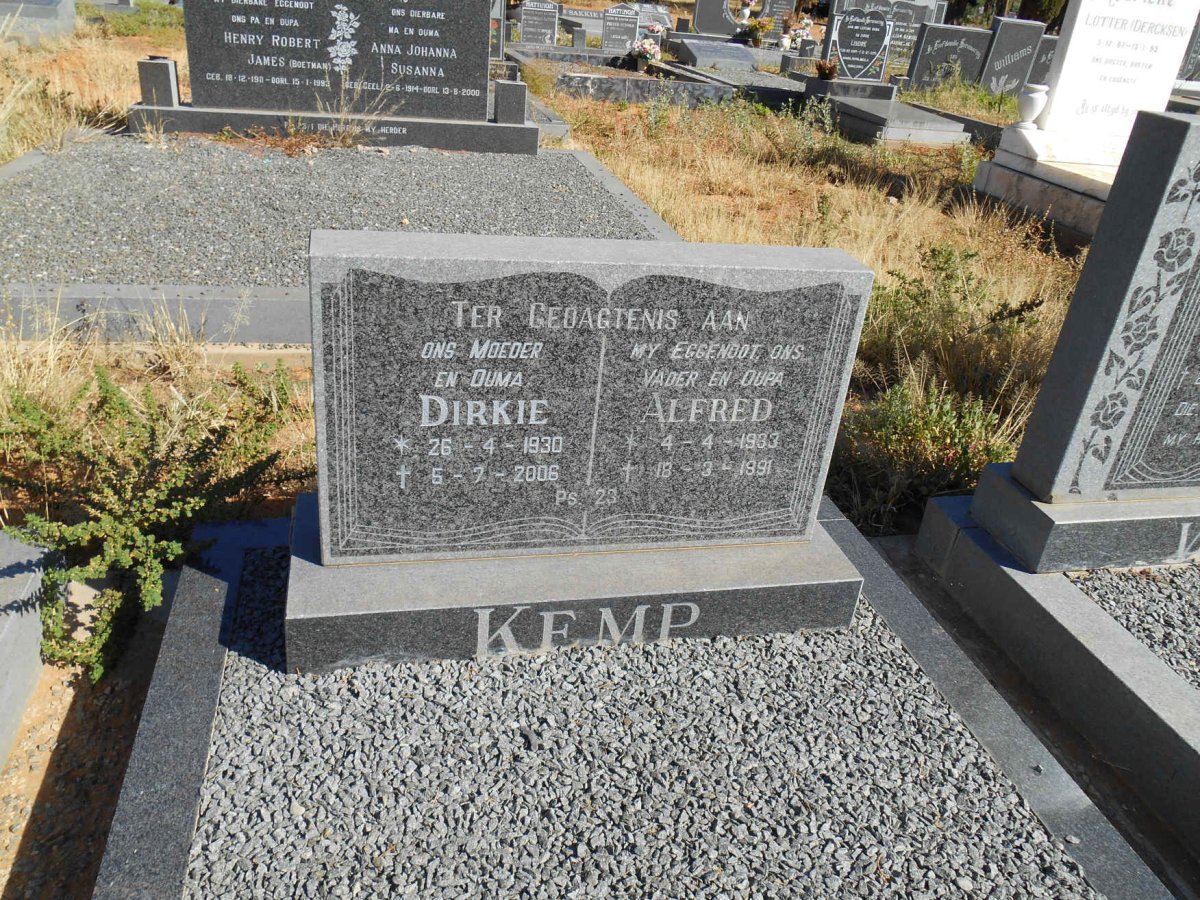 KEMP Alfred 1933-1991 &amp; Dirkie 1930-2006