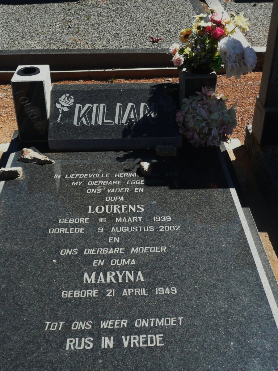 KILIAN Lourens 1939-2002 &amp; Maryna 1949-