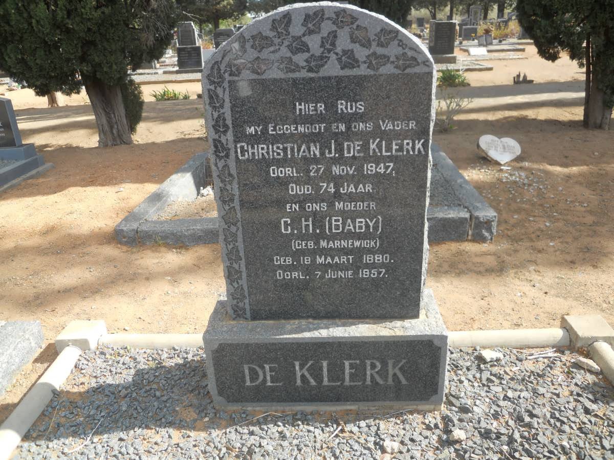 KLERK Christian J., de -1947 &amp; C.H. MARNEWICK 1880-1957