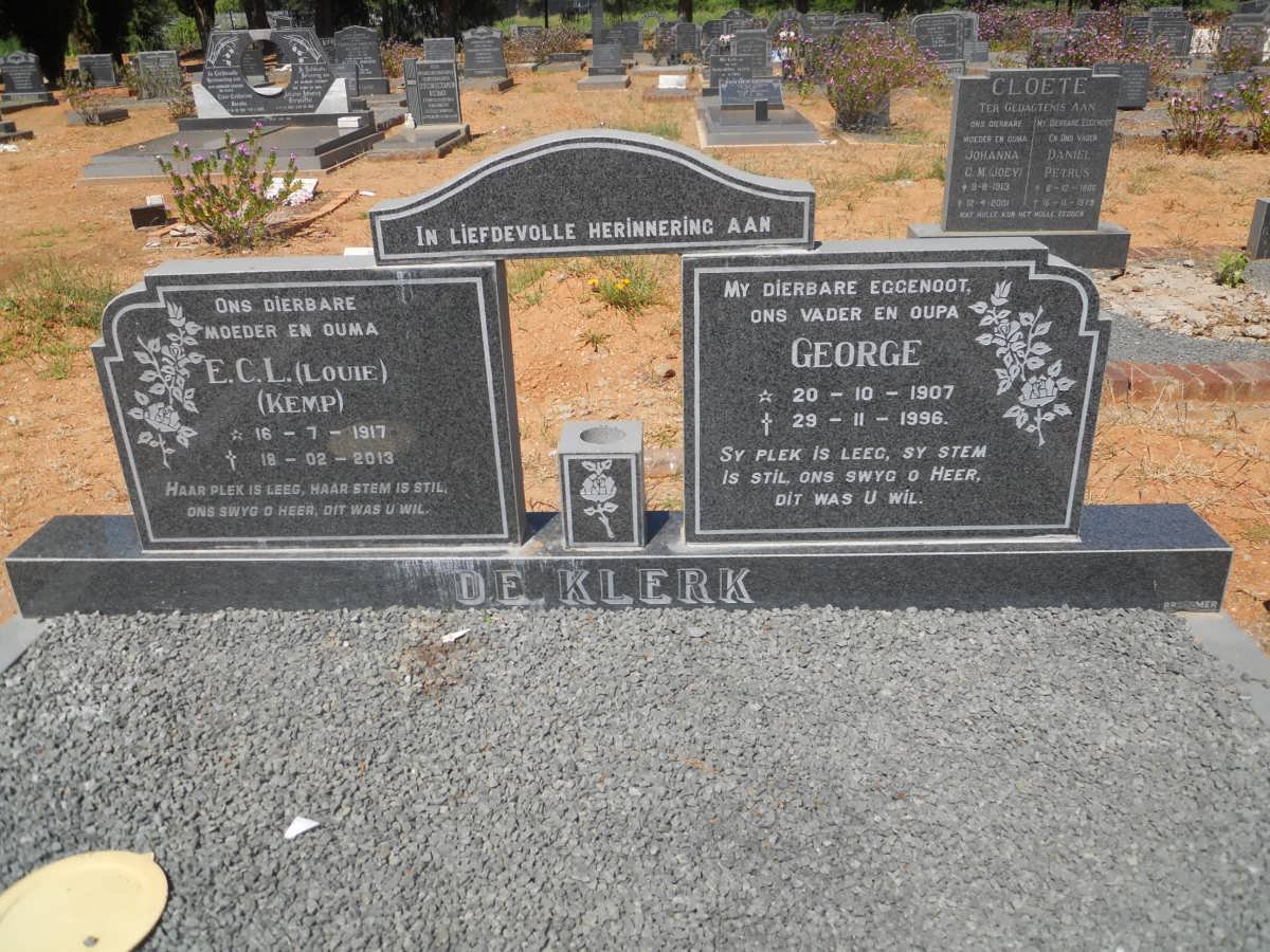 KLERK George, de 1907-1996 &amp; E.C.L. KEMP 1917-2013