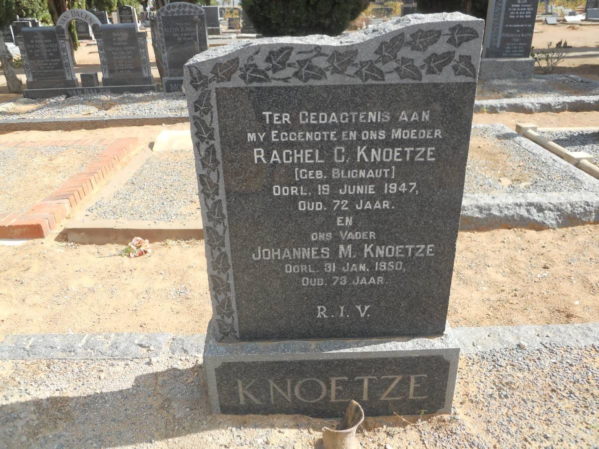KNOETZE Johannes M. -1950 &amp; Rachel C. BLIGNAUT -1947