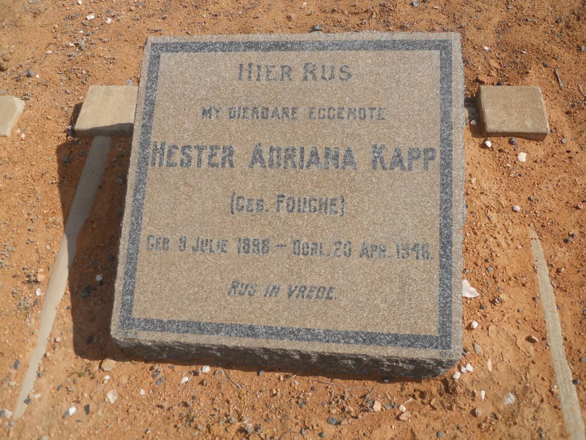 KAPP Hester Adriana nee FOUCHE 1898-1946