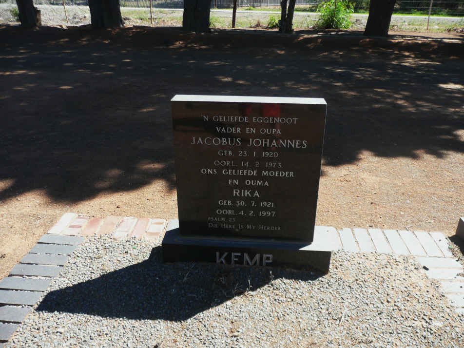 KEMP Jacobus Johannes 1920-1973 &amp; Rika 1921-1997
