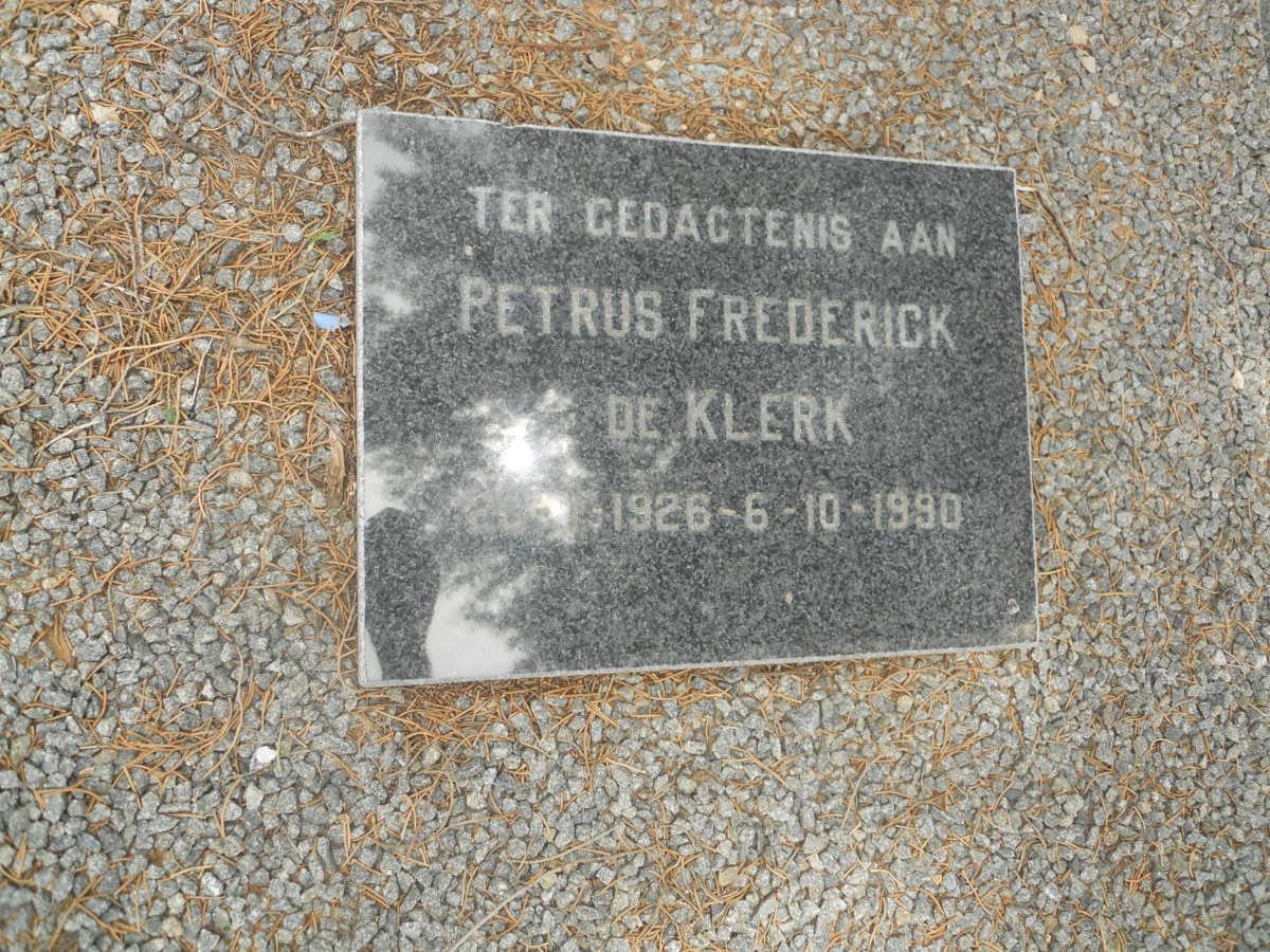 KLERK Petrus Frederick, de 1926-1990
