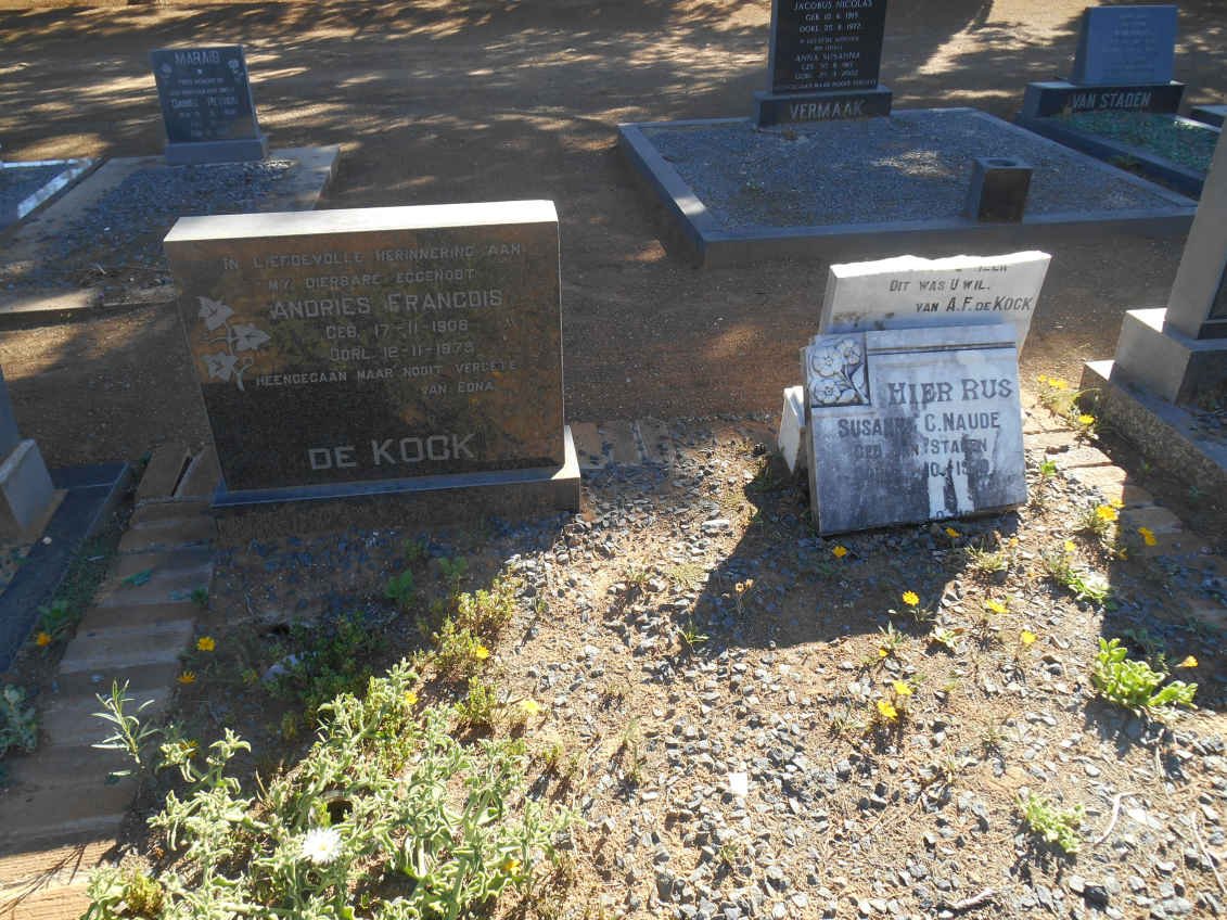 KOCK Andries Francois, de 1906-1975 :: NAUDE Susanna C. nee VAN STADEN -1970