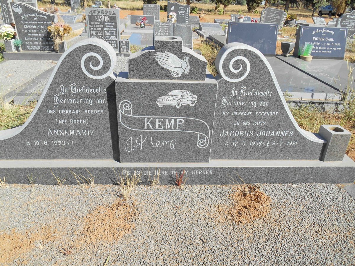 KEMP Jacobus Johannes 1958-1991 &amp; Annemarie BOSCH 1953-