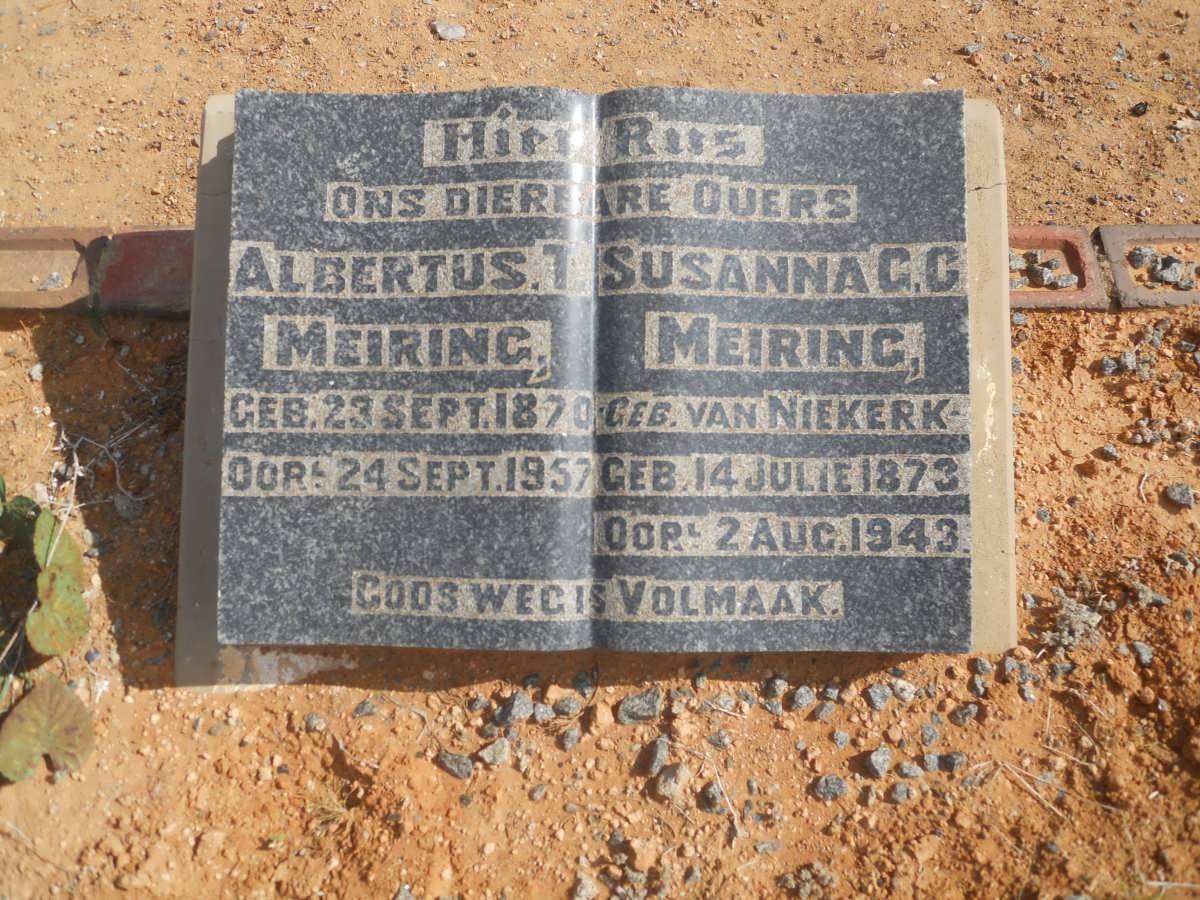 MEIRING Albertus T. 1870-1957 &amp; Susanna G.G. VAN NIEKERK 1873-1943