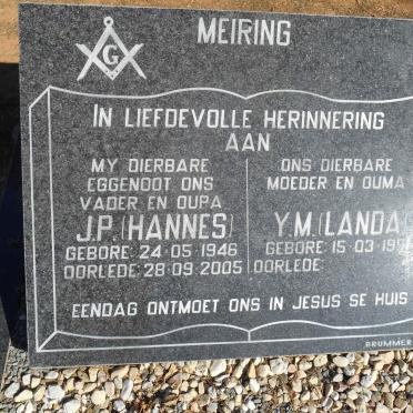 MEIRING J.P. 1946-2005 &amp; Y.M. 1951-