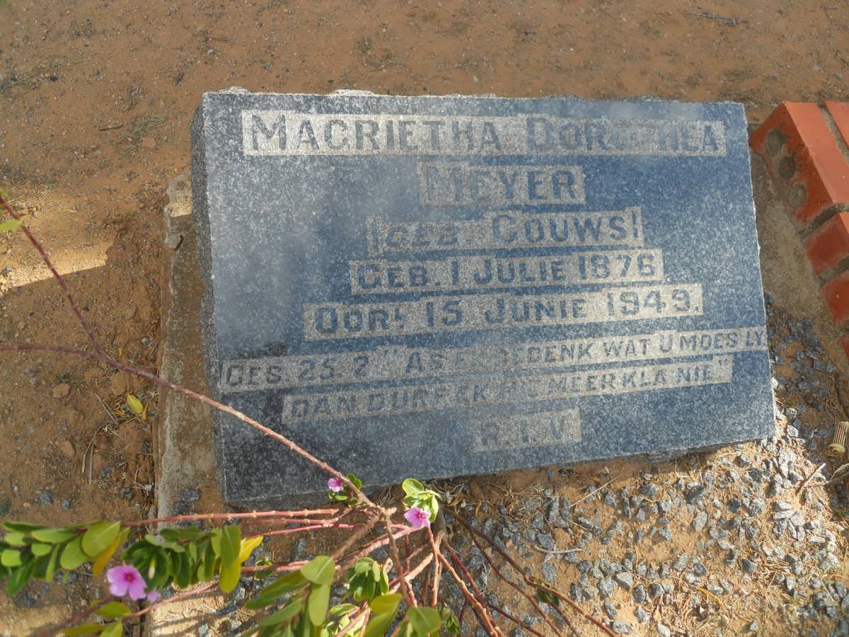 MEYER Magrietha Dorothea nee GOUWS 1876-1949