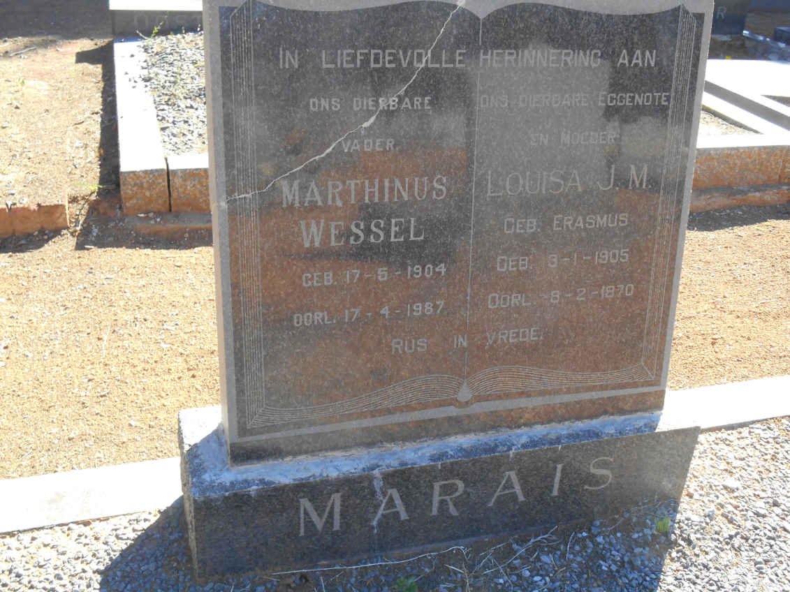 MARAIS Marthinus Wessel 1904-1987 &amp; Louisa J.M. ERASMUS 1905-1970