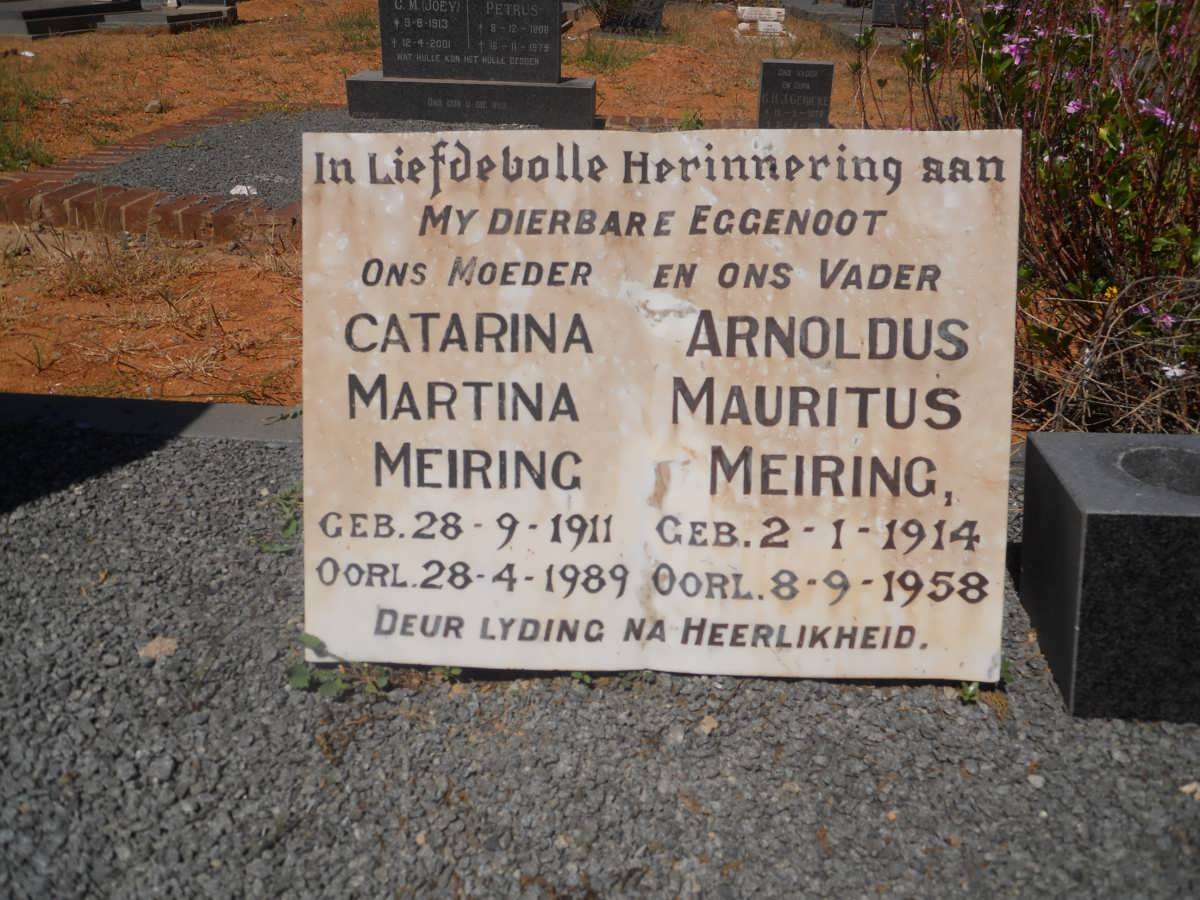 MEIRING Arnoldus Mauritus 1914-1958 &amp; Catarina Martina 1911-1989