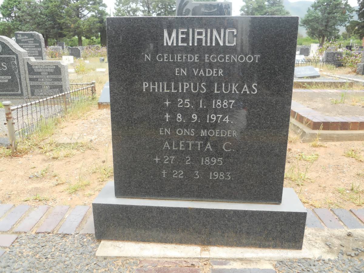 MEIRING Phillipus Lukas 1887-1974 &amp; Aletta C. 1895-1983