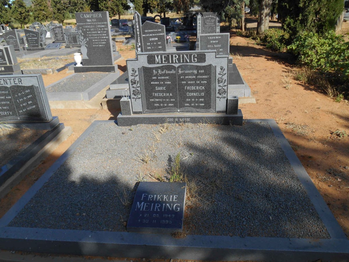 MEIRING Frederick Cornelis 1915-1986 &amp; Sarie Frederika SMITH 1919-1994 :: MEIRING Frikkie 1949-1995