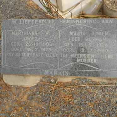 MARAIS Marthinus W. 1906-1979 &amp; Maria J. BOSMAN 1904-1980