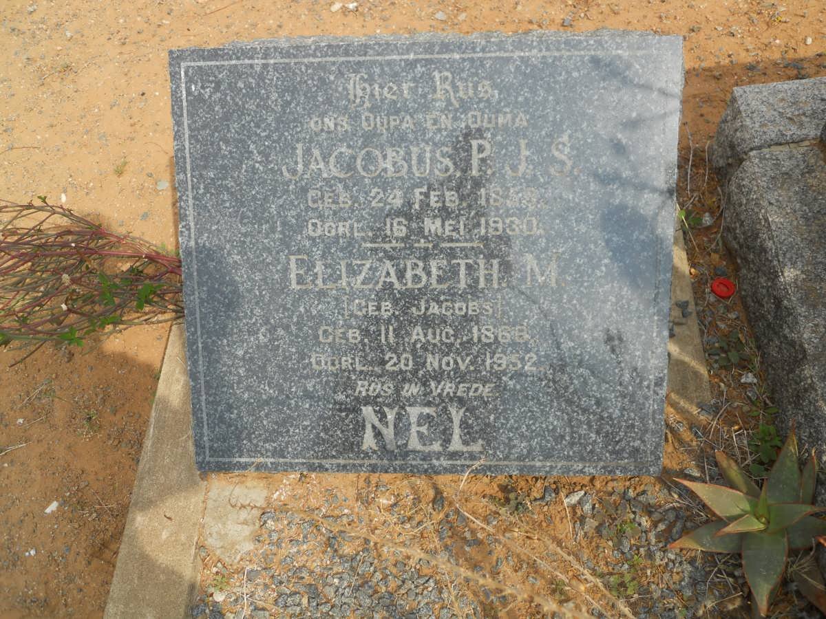 NEL Jacobus P.J.S. 185?-1930 &amp; Elizabeth M. JACOBS 186?-1952
