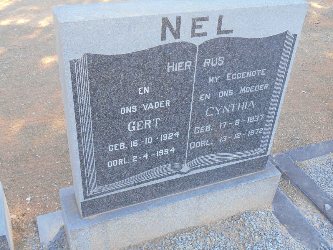 NEL Gert 1924-1994 &amp; Cynthia 1937-1972