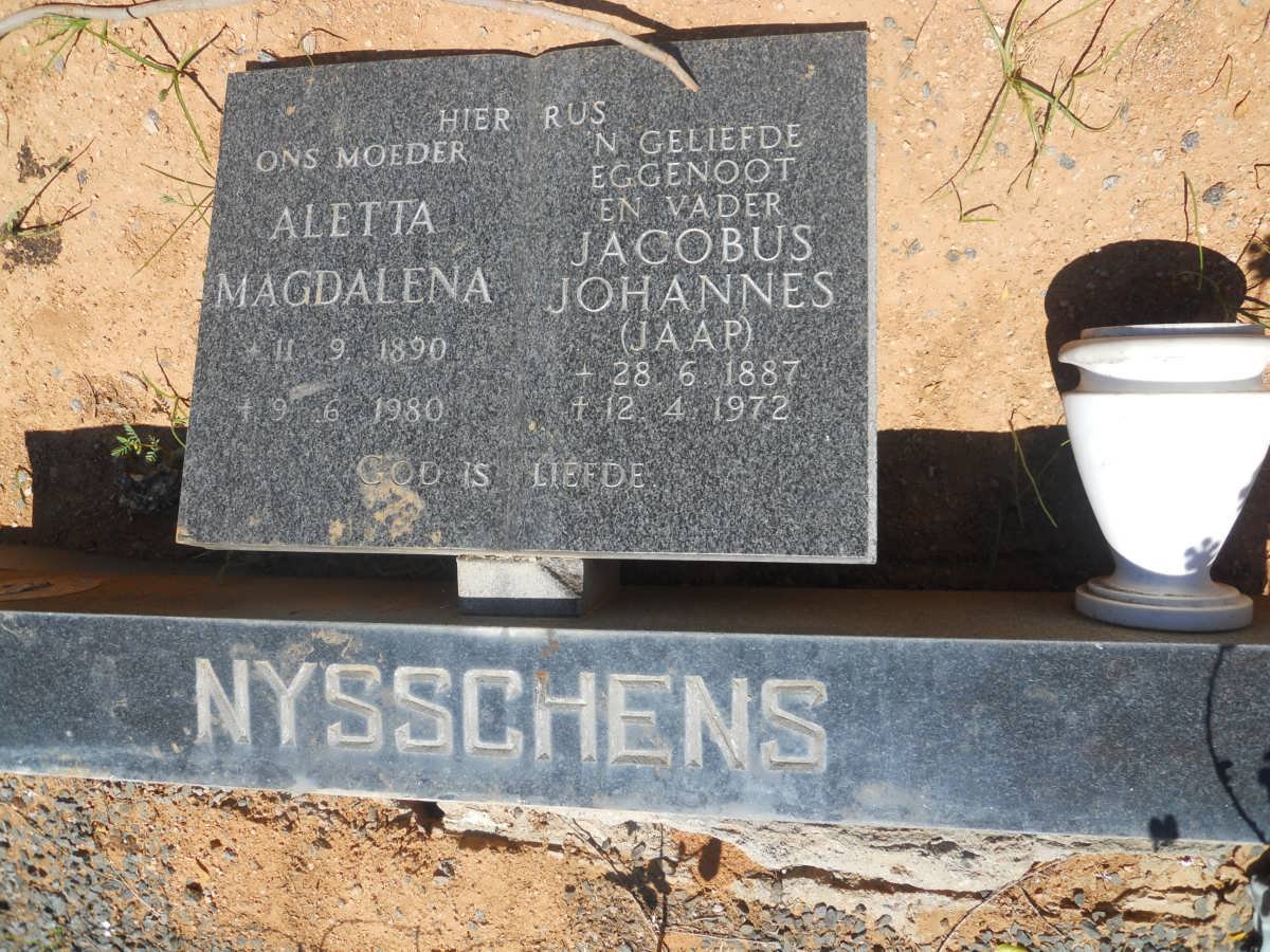 NYSSCHENS Jacobus Johannes 1887-1972 &amp; Aletta Magdalena 1890-1980