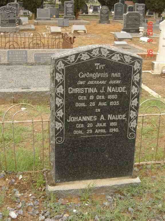 NAUDE Johannes A. 1861-1940 &amp; Christina J. 1860-1935