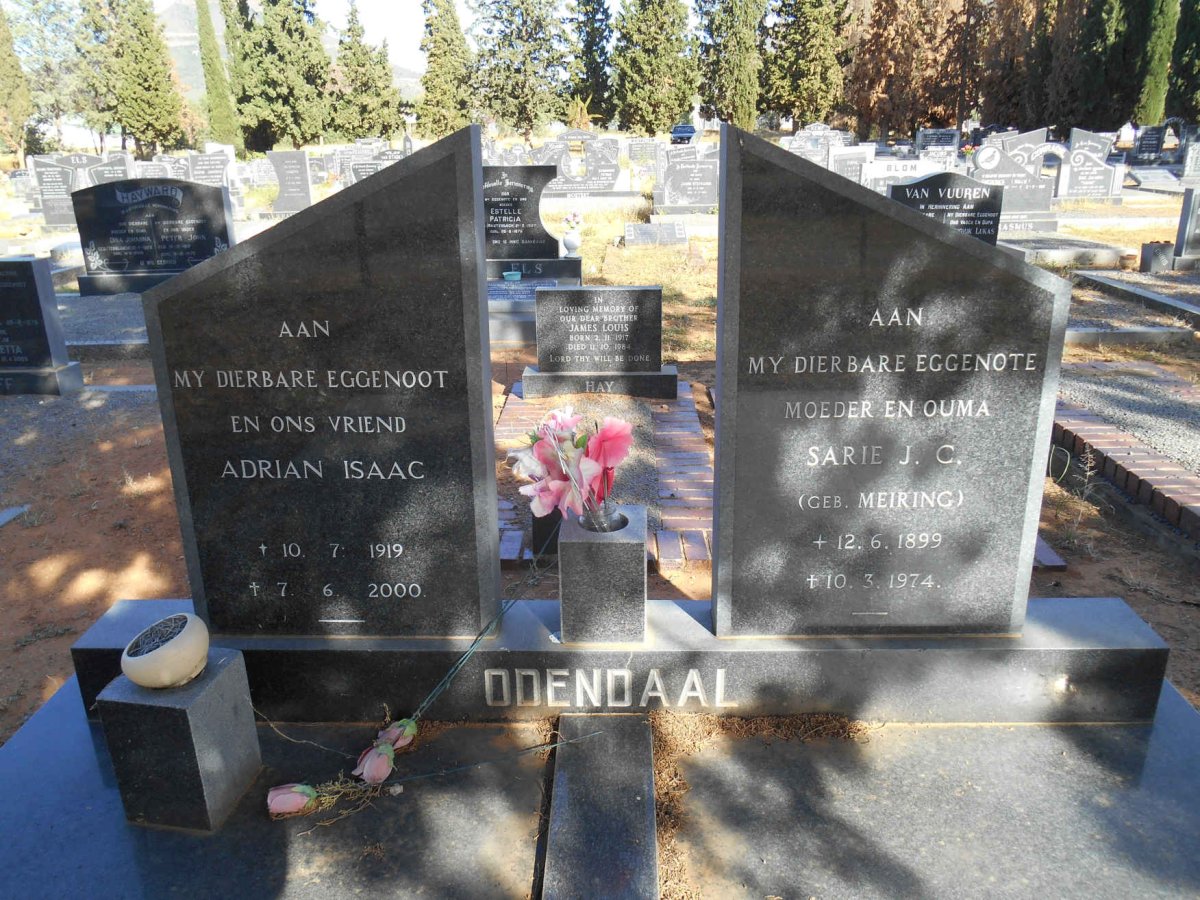 ODENDAAL Adrian Isaac 1919-2000  &amp; Sarie J.C. MEIRING 1899-1974