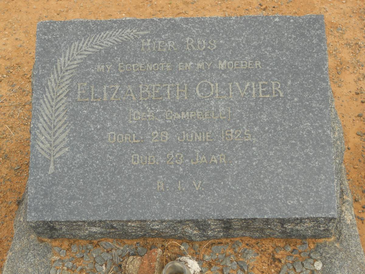 OLIVIER Elizabeth nee CAMPBELL -1925