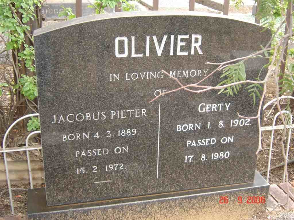 OLIVIER Jacobus Pieter 1889-1972 &amp; Gerty 1902-1980