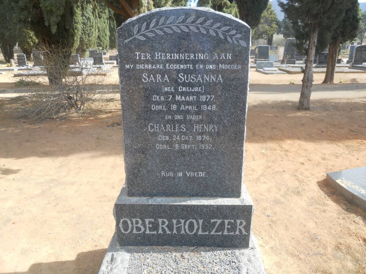 OBERHOLZER Charles Henry 1874-1952 &amp; Sara Susanna GREIJBE 1877-1948