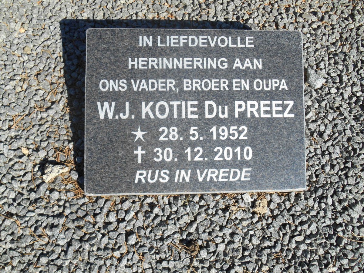 PREEZ W.J. Kotie, du 1952-2010