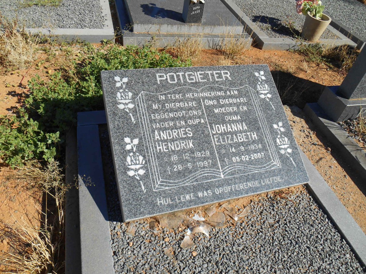 POTGIETER Andries Hendrik 1929-1997 &amp; Johanna Elizabeth 1934-2007